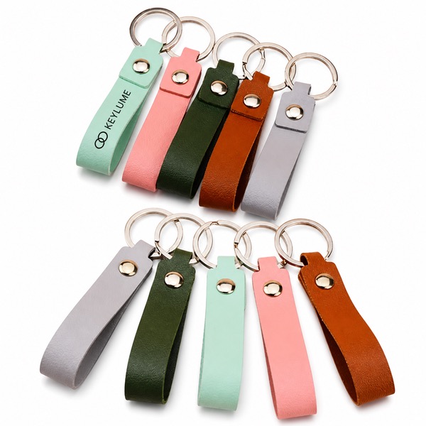 Wear Resistant PU Leather Keychain with Sleek Stitching