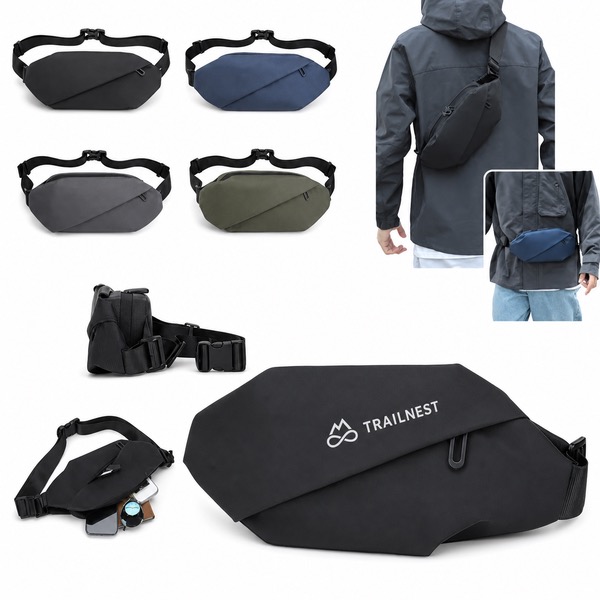 Lightweight Waist Bag for Travel and Jogging — Polyester — Black