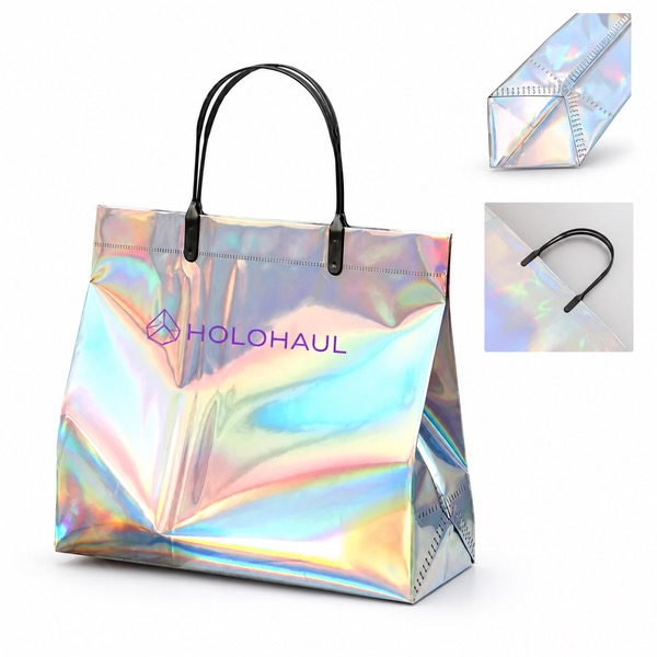 Glossy PVC Gift Bag with Laser Finish and Handles
