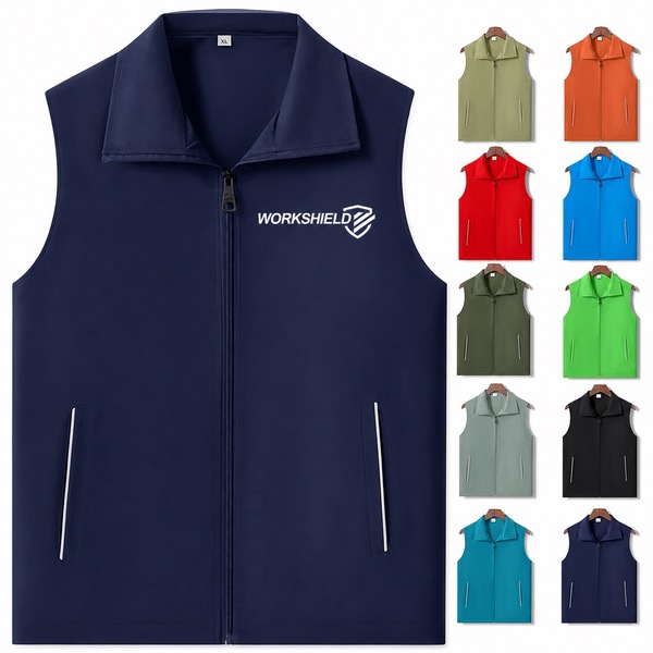 Durable Red Work Vest for Rainy Conditions