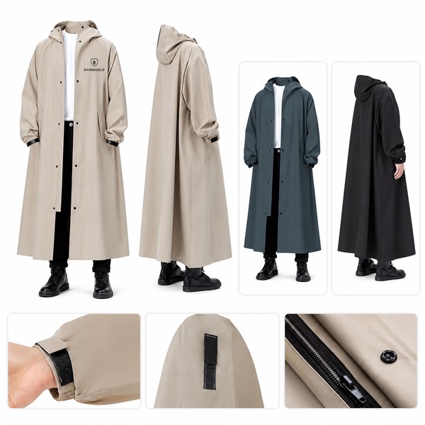 Helmet Compatible Raincoat with Storm Flap