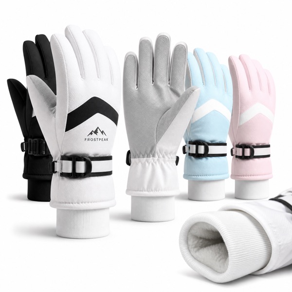 Water-Repellent Ski Gloves with Touchscreen Fingers