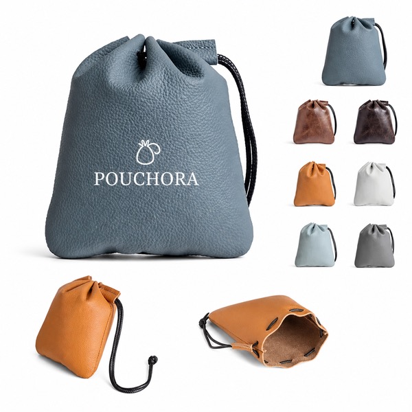 Genuine Leather Small Valuables Pouch 4.8 x 0.3 x 4.1 Inch