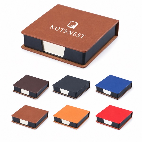 Sticky Note Organizer in 4.2 x 4.2 x 1.1 Inch PU Leather