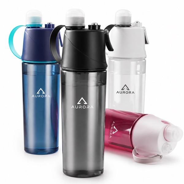 Lightweight Misting Water Bottle with Locking Spray Function — Pc — Black
