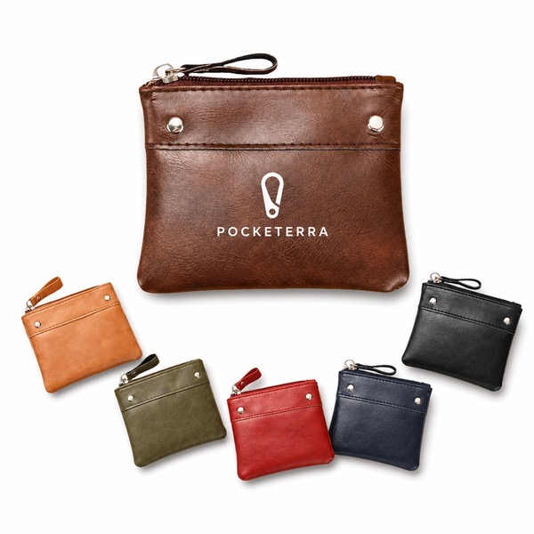 Small PU Leather Zipper Pouch — Pu Leather — Orange