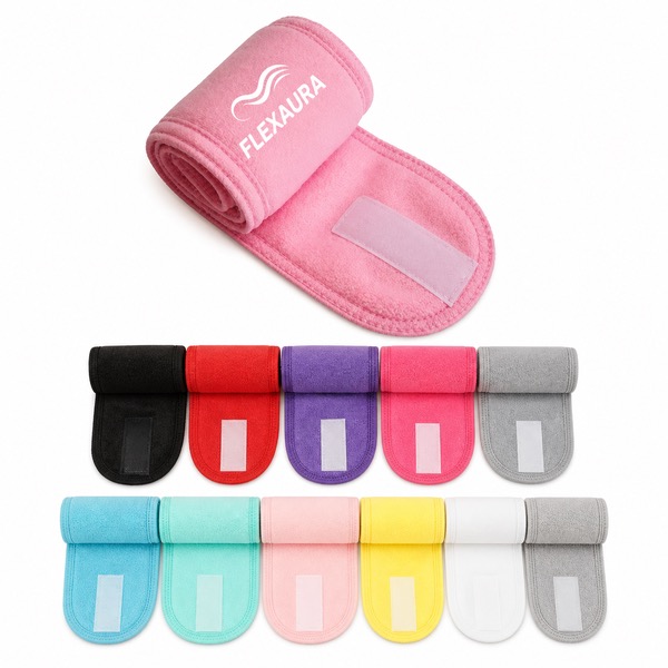 Portable Adjustable Headband, Washable Stretch Terry Cloth