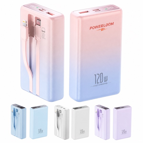 120W 10000mAh Portable Charger with Integrated Cables