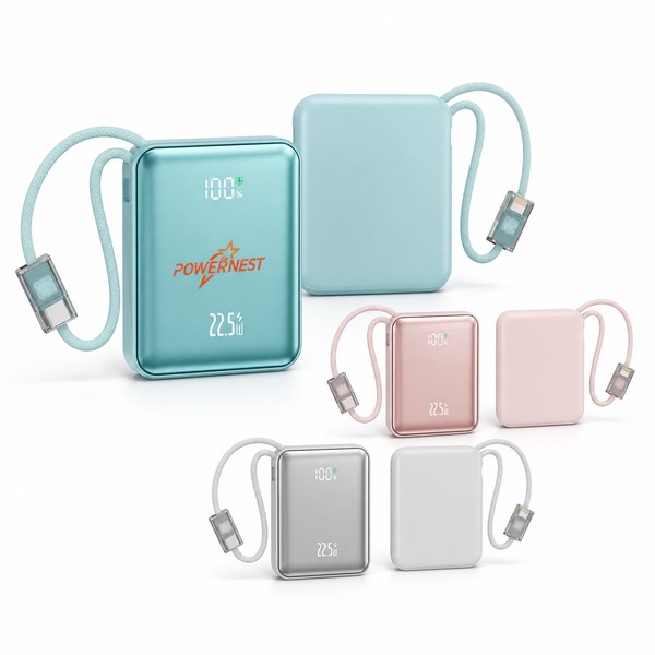 10000mAh Compact Power Bank with Dual Cables