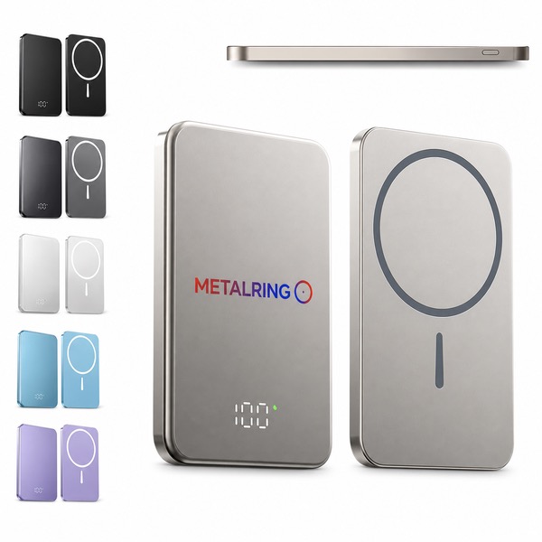 Slim Metal Magnetic Power Bank With Charging Status