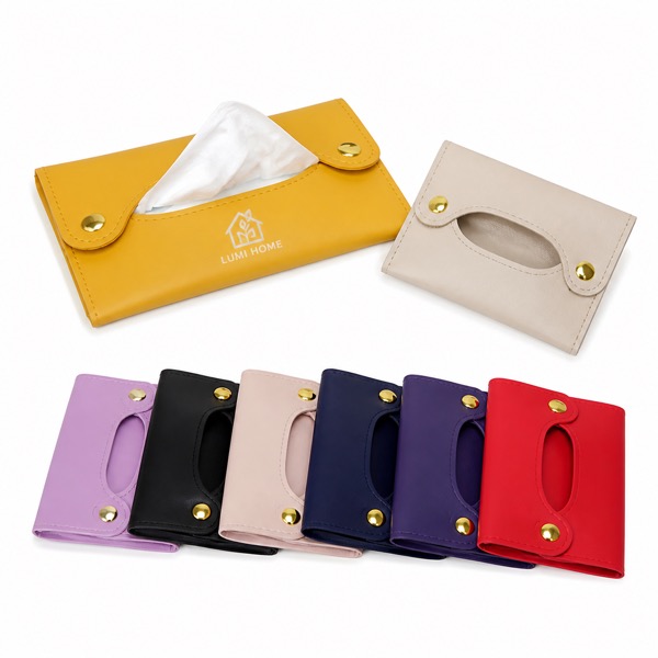 Compact Rectangular PU Leather Tissue Holder — Pu — Black