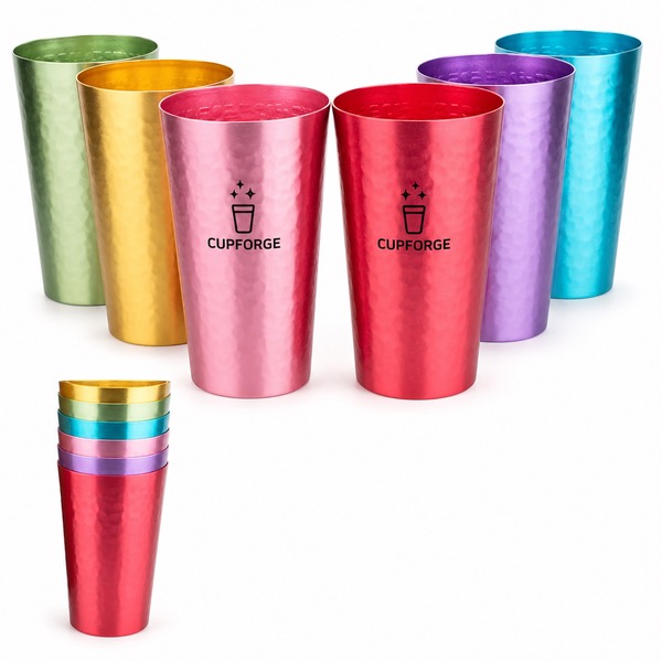 Anodized Aluminum 15oz Hammered Drink Tumbler — Aluminum — Gold