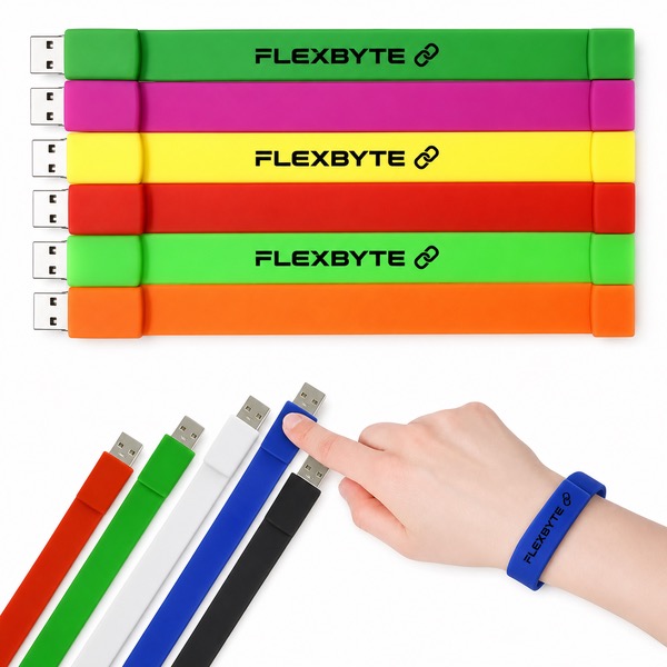 Colorful Wearable USB Flash Drive Bracelet — Silicone — Red