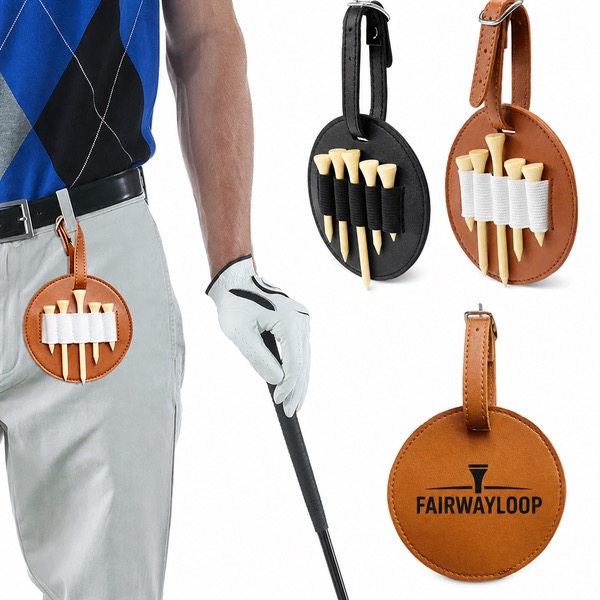 Golf Tee Holder, Leather Organizer with Back Storage