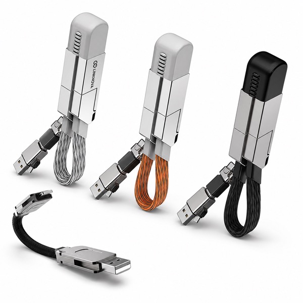 Zinc Alloy Nylon 60W Keyring Charging Cable