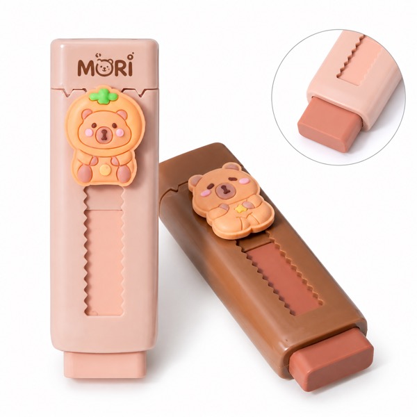 Retractable Capybara TPR Eraser With Lock — Abs — Brown