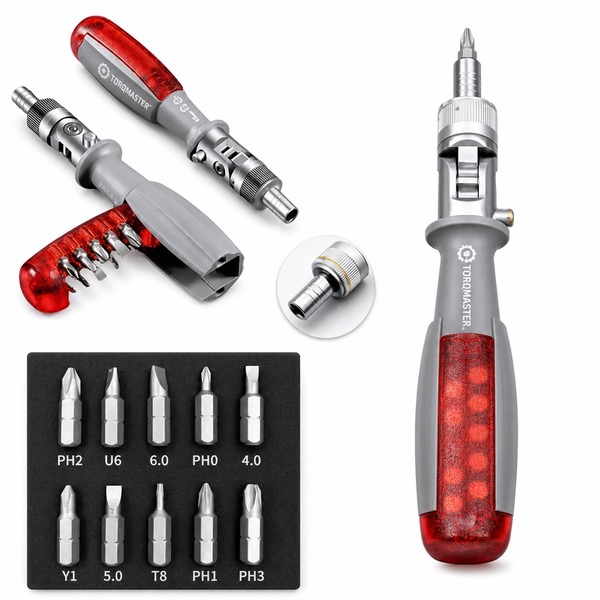 Interchangeable 10 Bit Screwdriver Set with Ratchet