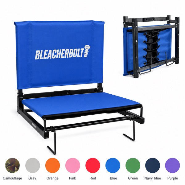 Folding Bleacher Chair With Oxford Cloth And Iron Frame — Metal — Orange