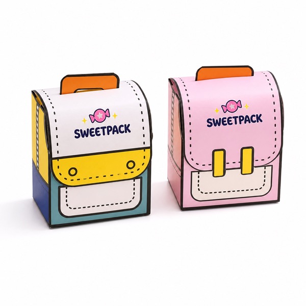 Custom Kraft Paper Backpack Candy Packaging — Kraft Paper — White