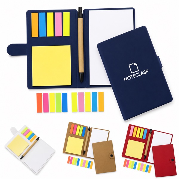 Snap-Closure Memo Notebook with Attached Kraft Pen