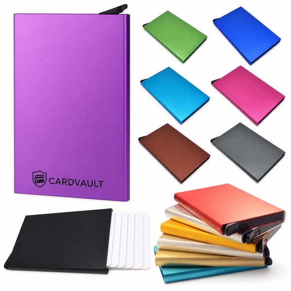 RFID Aluminum Card Wallet with Sliding Release — Aluminum Alloy — Yellow