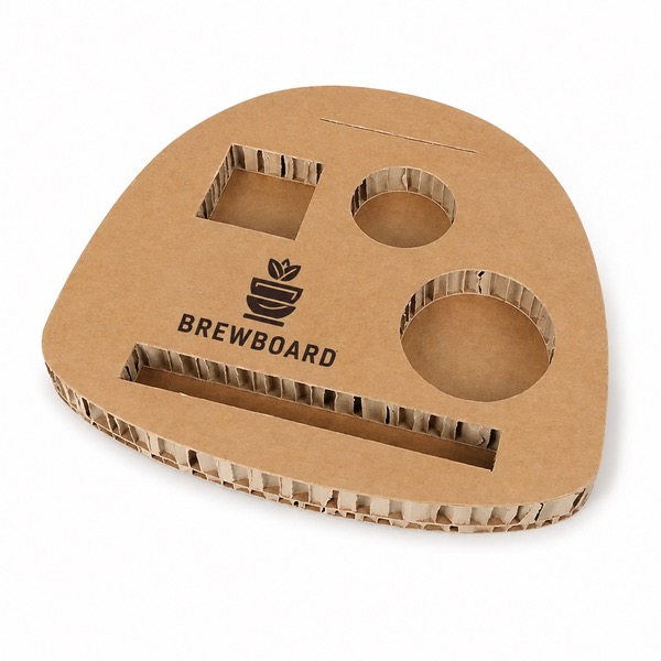 Coffee Shop Corrugated Tray with Cup and Accessory Slots