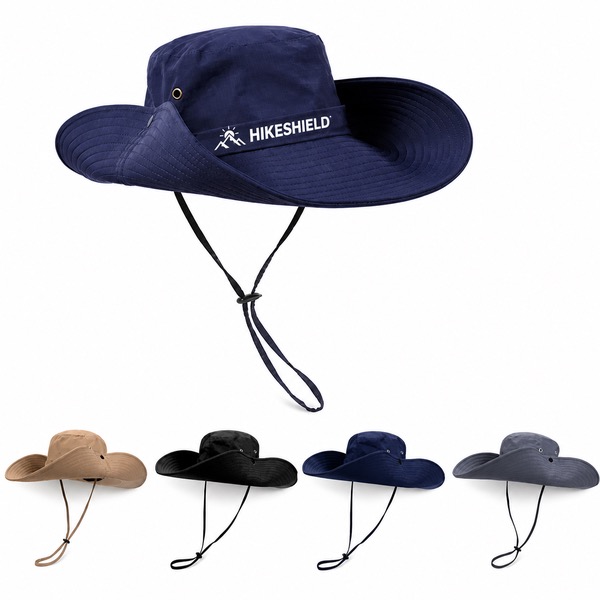 Adjustable Chin Strap UPF 50+ Hiking Hat — Polyester Fiber — Gray
