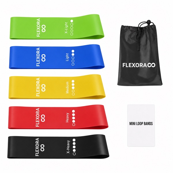 5 Color-Coded Resistance Bands with Carry Case