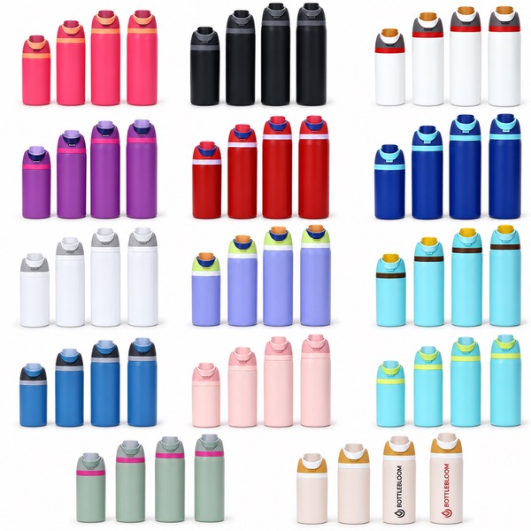 Double-Wall Vacuum Water Bottle With Built-In Straw