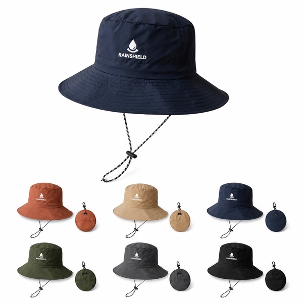 Adjustable Chin Strap Outdoor Bucket Hat 3.2 Inch Brim — Polyester — Orange