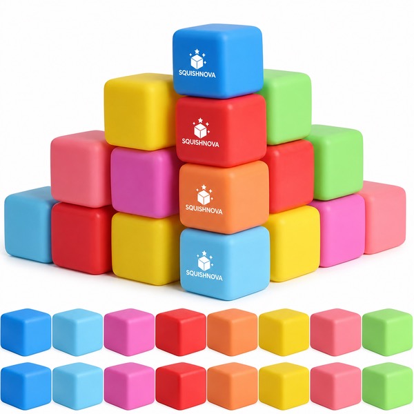 Soft TPR Stress Relief Squeeze Cube — Tpr — Pink