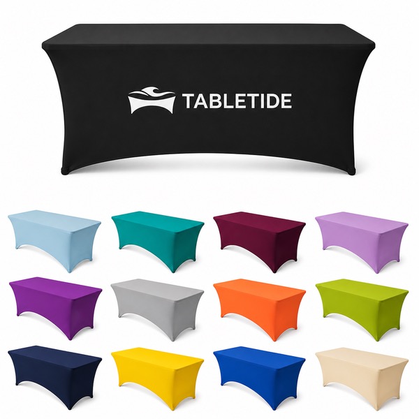 6 Foot Form Fitting Rectangular Tablecloth — Polyester — White