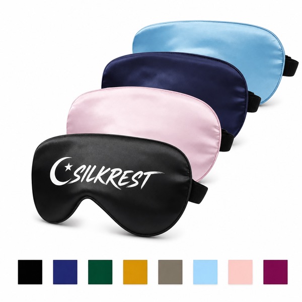 Light Blocking Adjustable Silk Eye Mask — Silk — Black