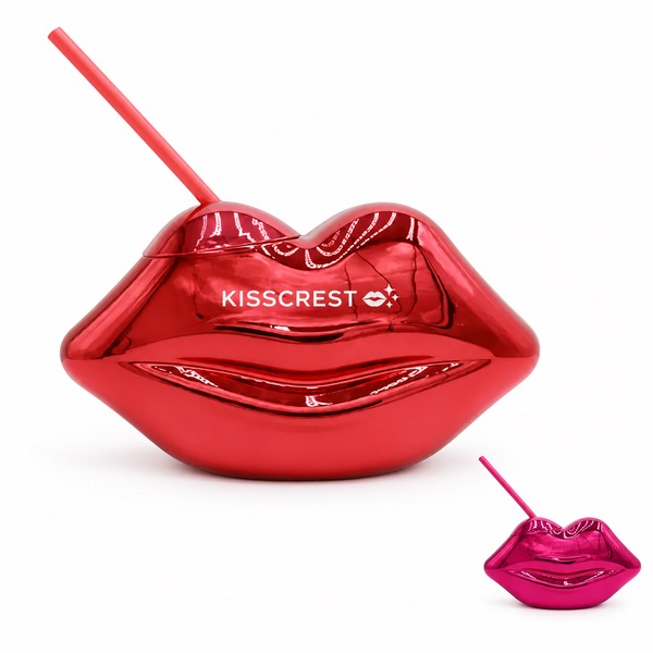 Lip-Shaped 23 Oz Drinkware Tumbler with Straw