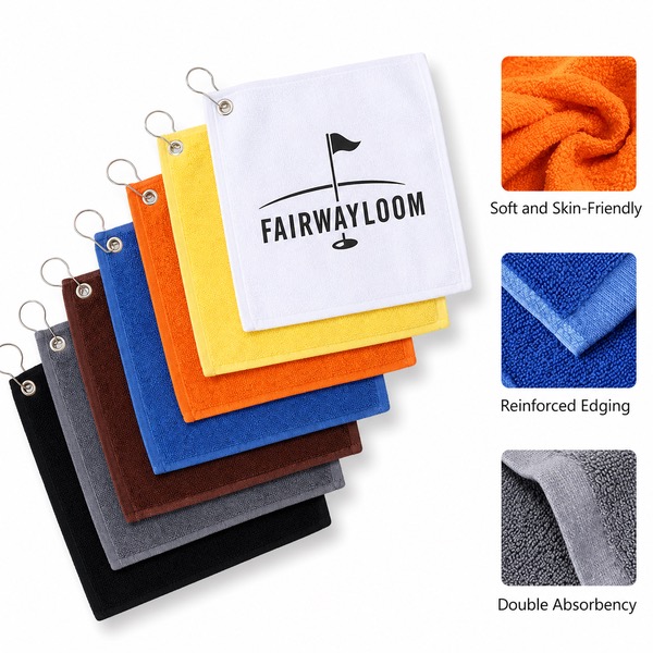 Absorbent Cotton Golf Bag Towel 11.81 Inch Size