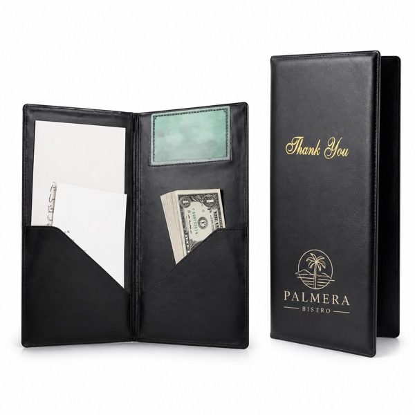 Restaurant Check Holders With Two Side Pockets MOQ20 — Pvc Leather — Black