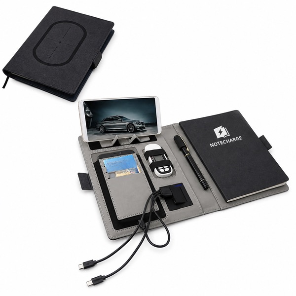 8000mAh A5 Charging Notebook with Leather Cover