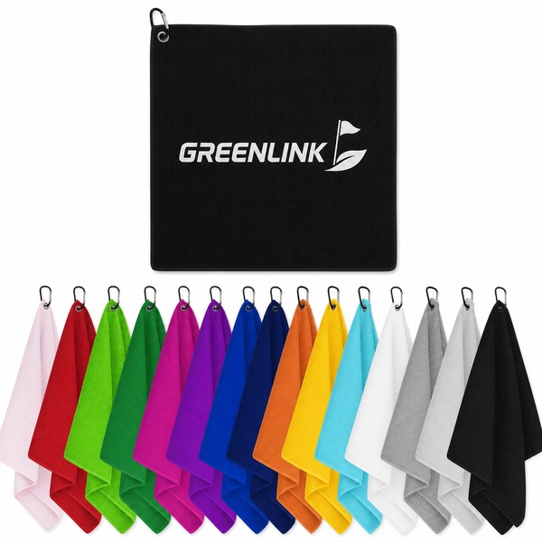 Carabiner Golf Towel 12 x 12 Inch Recycled Waffle Design