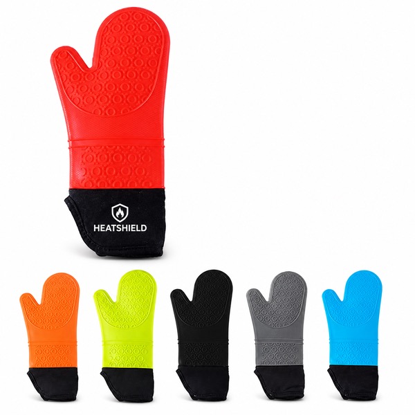 Extended Silicone Oven Gloves With Pot Holder Set