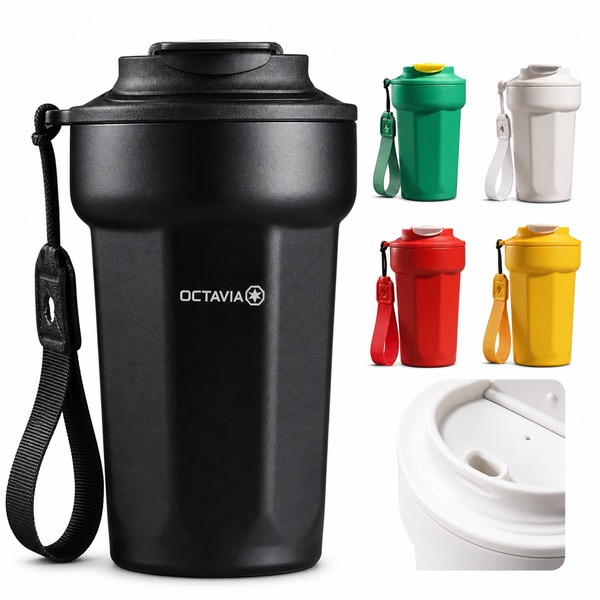 Octagonal 16oz Insulated Tumbler With Carrying Strap