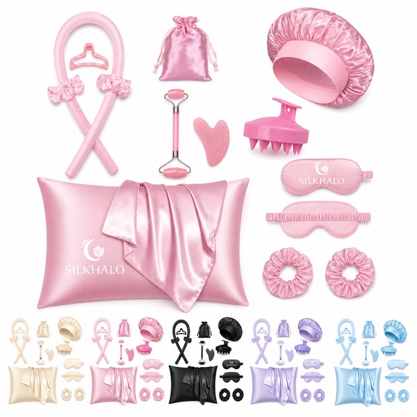 Satin Nighttime Hair Set with Bonnet and Scalp Brush