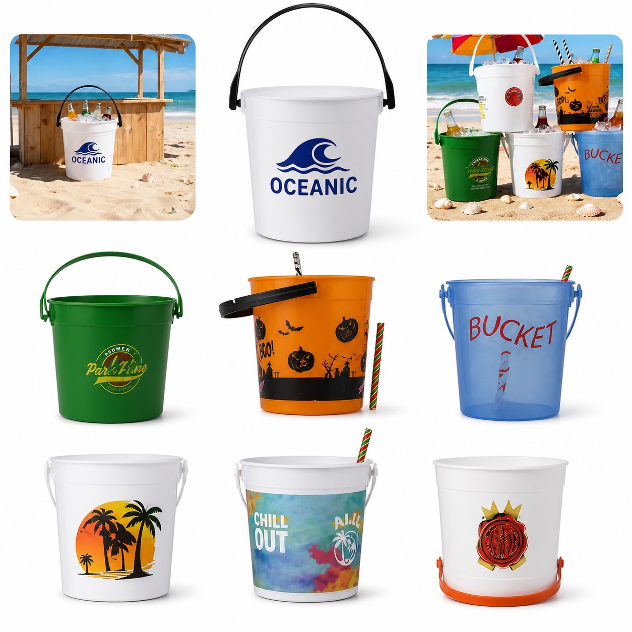 32oz Portable Drink Bucket for Smoothies and Water — Pp — Clear