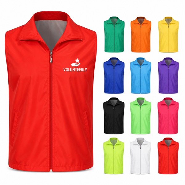 Unisex Polyester Volunteer Vest With Zip Front
