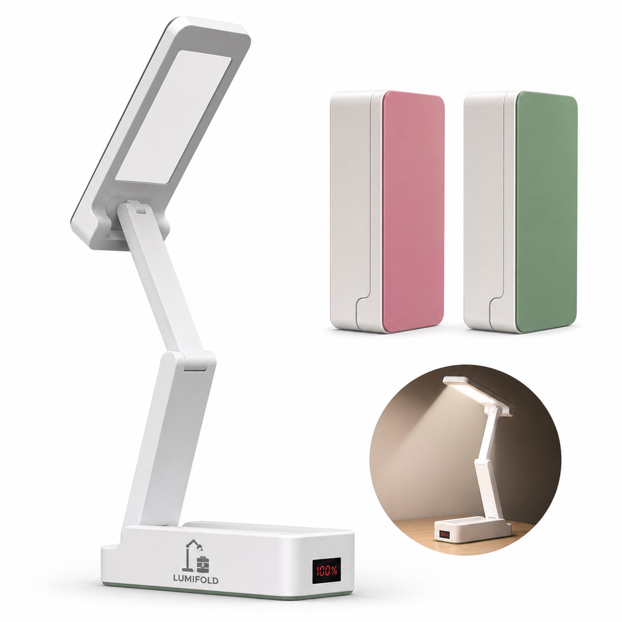 10000mAh Portable Charging Desk Lamp, Foldable Design