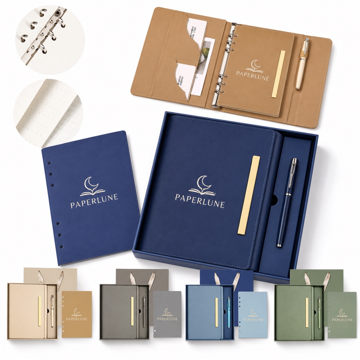 A5 Magnetic Closure Notebook and Pen Gift Box Set — Paper — Green