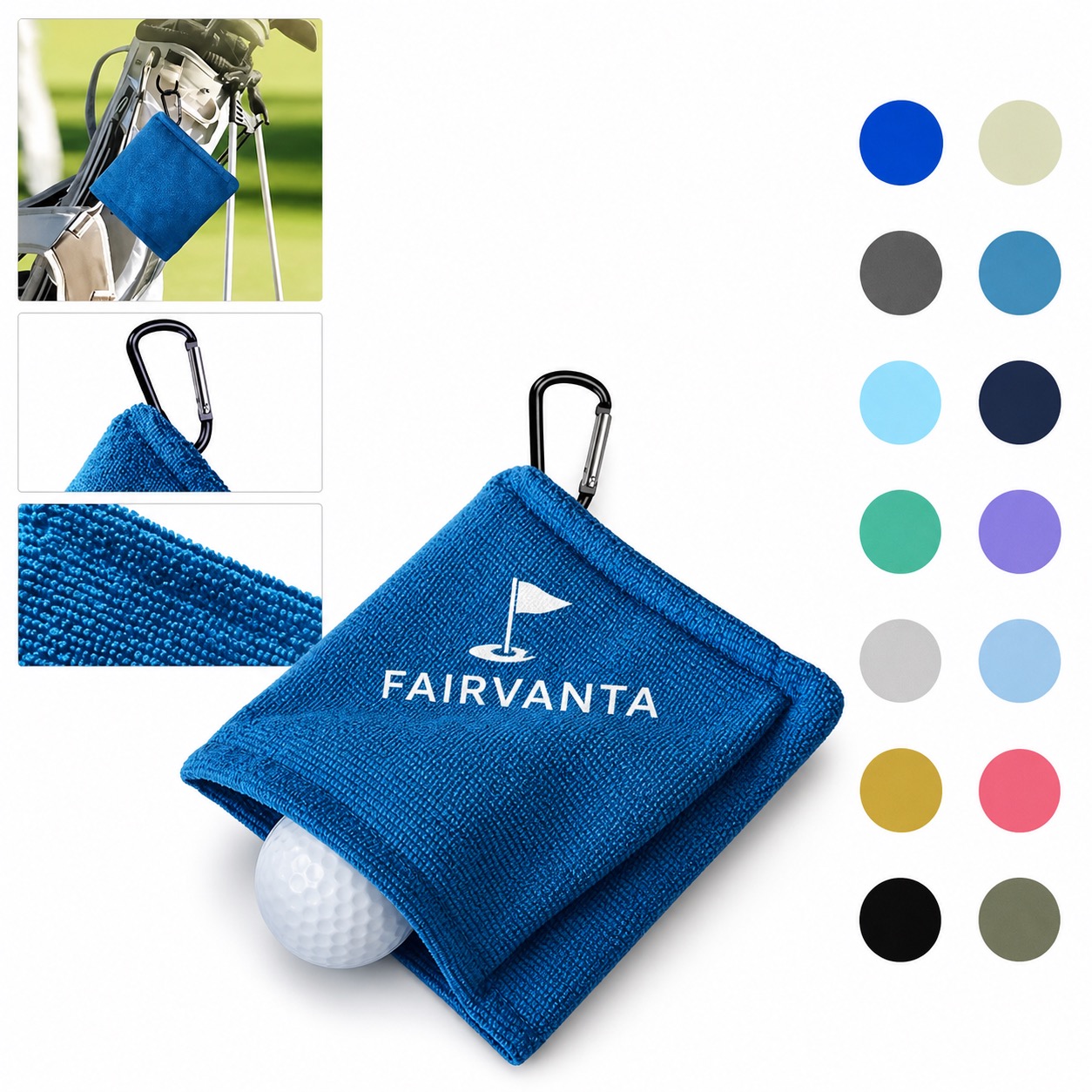 Golf Club and Ball Towel 5.5 x 5.5 Inch