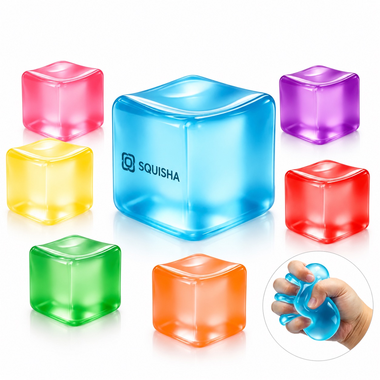 TPR Ice Cube Fidget Toy Multiple Sizes — Tpr — Blue