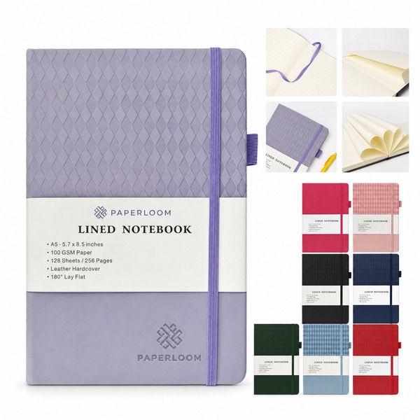 A5 Lined Hardcover Journal With 2 Ribbon Bookmarks
