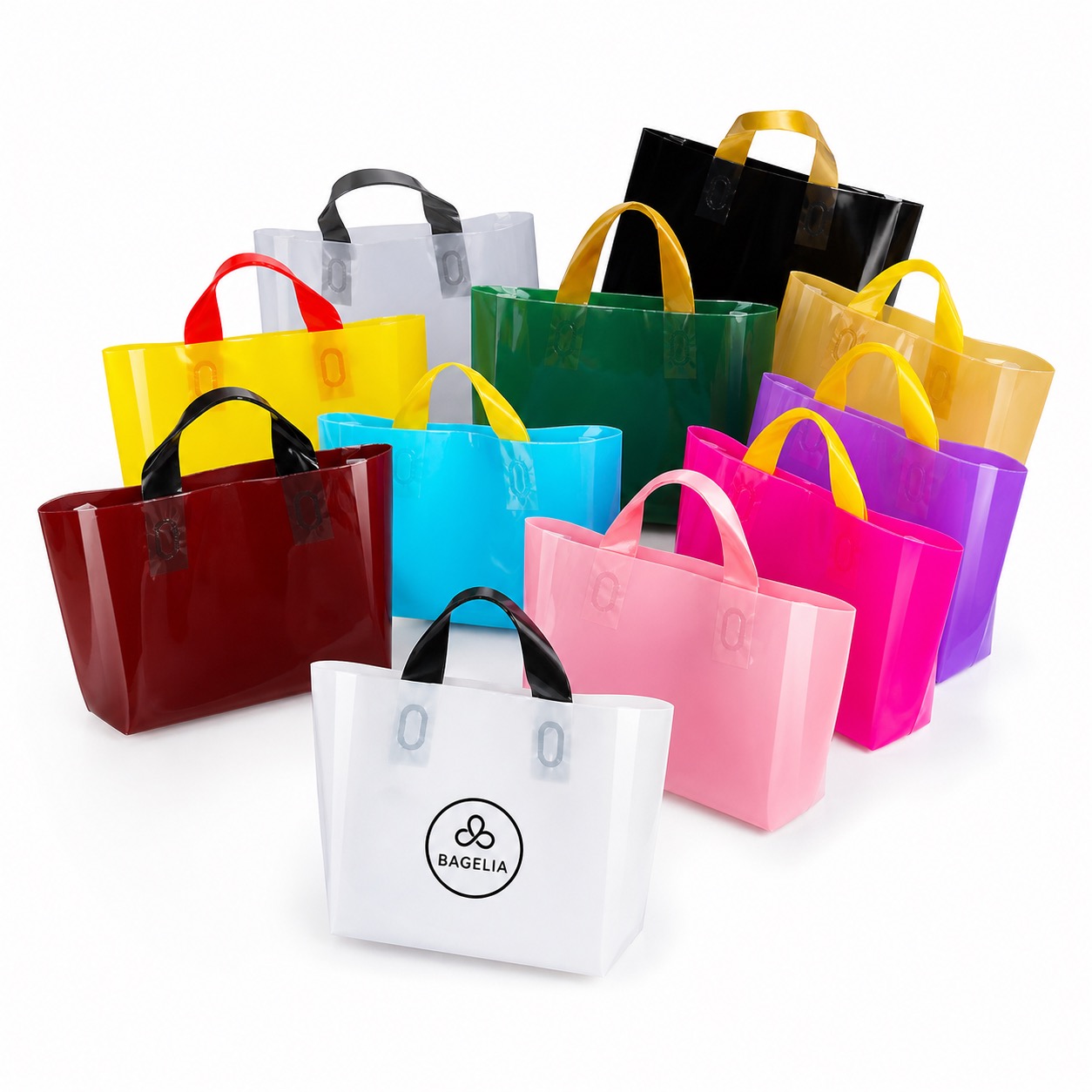 Water Resistant Plastic Gift Bags with Loop Handles