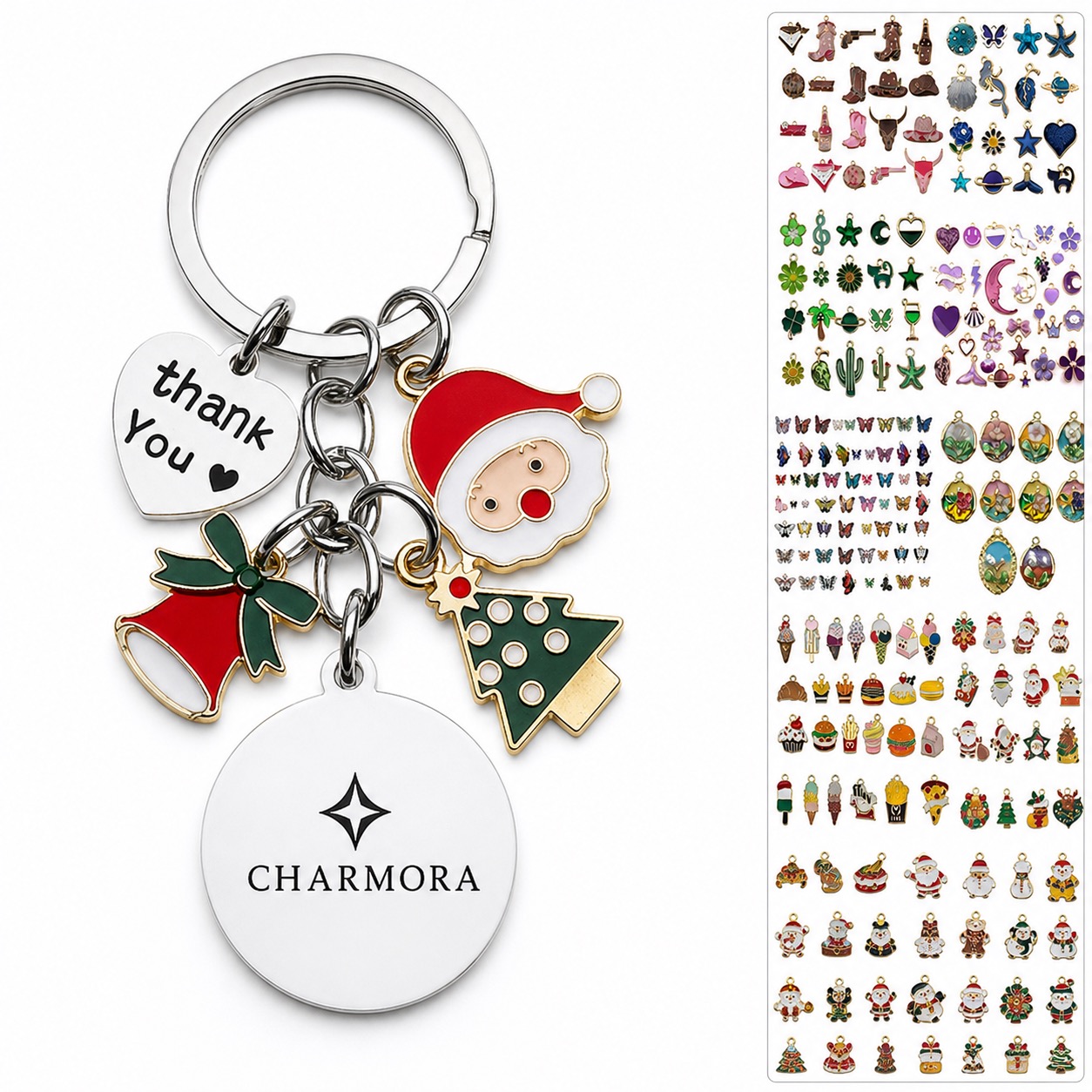 Personalized Metal Key Ring with Custom Charms and Logo
